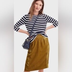 J‎ Crew Crushed Velvet Yellow Gold Boho Coquette P Skirt Office Chic Corpcore S
